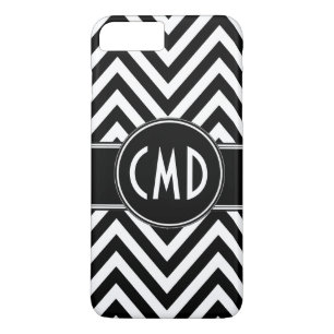 ETUI iPhone Case-Mate NOIR CHEVRON MOTIF VOS INITIALES MONOGRAMMES