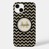 Coques Case-Mate iPhone Noir Chevron Silver Monogramme or (Verso)