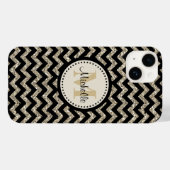 Coques Case-Mate iPhone Noir Chevron Silver Monogramme or (Verso (horizontal))