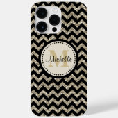Coques Case-Mate iPhone Noir Chevron Silver Monogramme or (Verso)