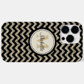 Coques Case-Mate iPhone Noir Chevron Silver Monogramme or (Verso (horizontal))