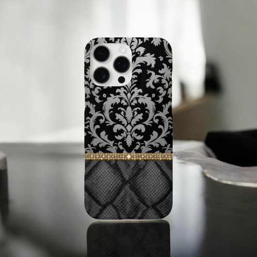 Coques Case-Mate iPhone noir classique Damask Luxe
