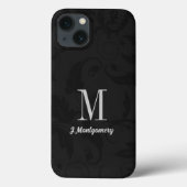 Coques Case-Mate iPhone Noir Damask Classic Monogramme (Verso)