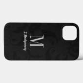 Coques Case-Mate iPhone Noir Damask Classic Monogramme (Verso (horizontal))