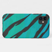 Coques Case-Mate iPhone Noir de tigre et copie turquoise (Dos (Horizontal))