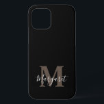 Case-Mate iPhone Case Noir Élégant Monogrammé Main Nom Lettré<br><div class="desc">Noir Élégant Monogrammé Main Lettré Nom coque iphone</div>