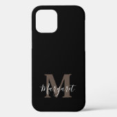 Coques Case-Mate iPhone Noir Élégant Monogrammé Main Nom Lettré (Verso)