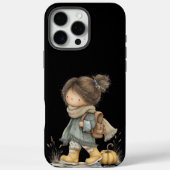 Coques Case-Mate iPhone Noir esthétique Cosy Boho Automne Petite fille Coq (Verso)