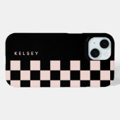 Coques Case-Mate iPhone Noir et À damiers de crème personnalisés (Verso (horizontal))
