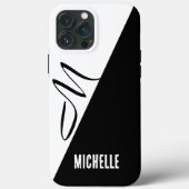 Coques Case-Mate iPhone Noir et blanc divisé, monogramme classique manuscr (Verso)