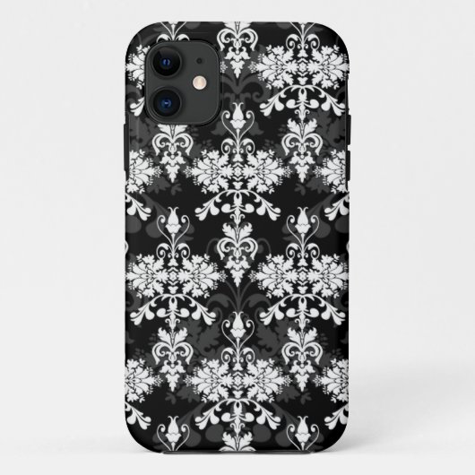 Coques Case-Mate iPhone Noir et Blanc Double Damassé (Dos)
