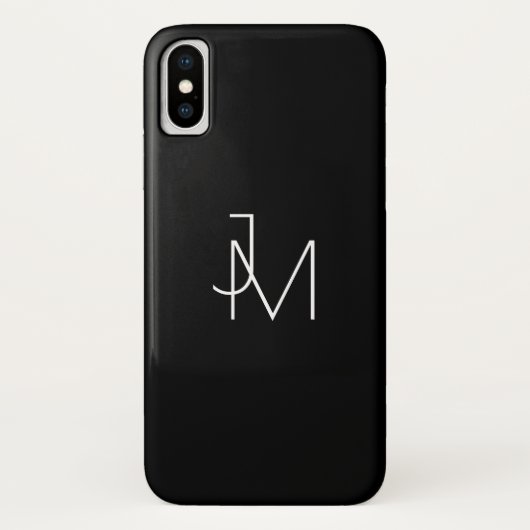 Coques Case-Mate iPhone Noir et blanc modernes de monogramme de (Dos)