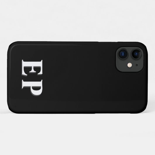 Coques Case-Mate iPhone Noir et blanc | Monogramme initial moderne minimal (Dos (Horizontal))