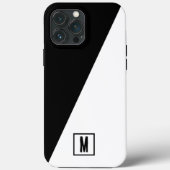 Coques Case-Mate iPhone Noir et blanc scindé monogramme personnalisé initi (Verso)