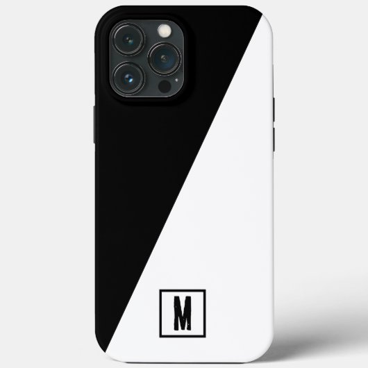 Coques Case-Mate iPhone Noir et blanc scindé monogramme personnalisé initi (Verso)