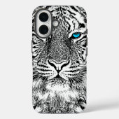 Coques Case-Mate iPhone Noir et Bleu Yeux Design Tiger (Verso)