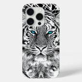 Coques Case-Mate iPhone Noir et Bleu Yeux Design Tiger (Verso)