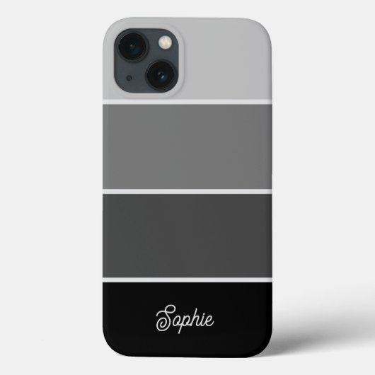 Coques Case-Mate iPhone Noir et gris | Ombre Stripes avec script (Verso)