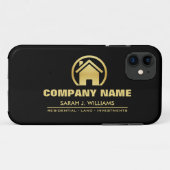 Coques Case-Mate iPhone Noir et immobiliers d'or (Dos (Horizontal))