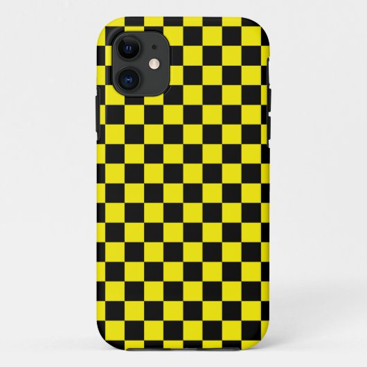 Coques Case-Mate iPhone Noir et jaune Checkered (Dos)