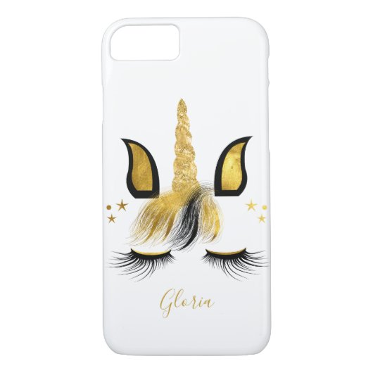 Coques Case-Mate iPhone Noir et licorne d'or (Dos)