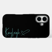 Coques Case-Mate iPhone Noir et Mint Vert Script Nom et boîtier de télépho (Verso (horizontal))