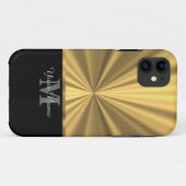 Coques Case-Mate iPhone Noir et monogramme métallique d'or (Dos (Horizontal))