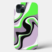 Coques Case-Mate iPhone Noir et néon vert fluide Abstrait (Verso)