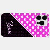 Coques Case-Mate iPhone Noir Et Rose Et Blanc Coeurs Nom Modèle (Verso (horizontal))