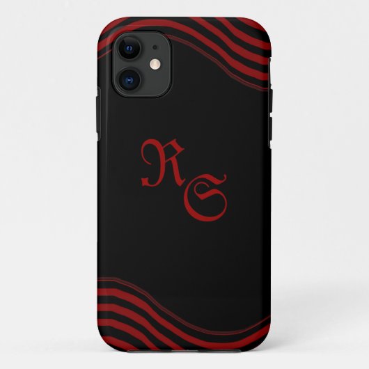 Coques Case-Mate iPhone Noir et rouge avec rayures (Dos)