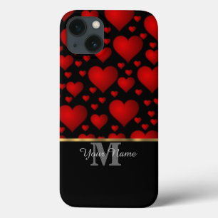 Case-Mate iPhone Case Noir et rouge monogramme amour coeur motif