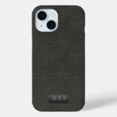 Coques Case-Mate iPhone Noir Faux cuir look classique Monogramme (Verso)