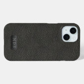 Coques Case-Mate iPhone Noir Faux cuir look classique Monogramme (Verso (horizontal))