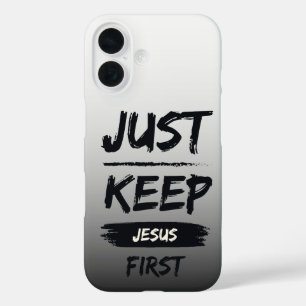 Coques iPhone 16 Noir Gardez Jésus en premier