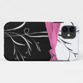 Coques Case-Mate iPhone Noir Girly, blanc tourbillonne le ruban rose (Dos (Horizontal))