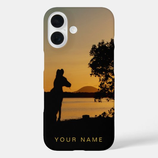 Coques Case-Mate iPhone Noir & Gold Sunset Silhouette Kangaroo Australie (Verso)