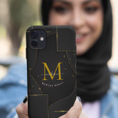 Coques Case-Mate iPhone Noir Golden Luxe dégradé Script Monogram Funny