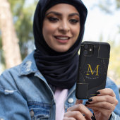 Coques Case-Mate iPhone Noir Golden Luxe dégradé Script Monogram Funny