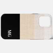 Coques Case-Mate iPhone Noir gras et crème rayé avec initiales (Verso (horizontal))