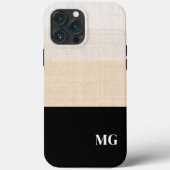 Coques Case-Mate iPhone Noir gras et crème rayé avec initiales (Verso)