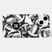 Coques Case-Mate iPhone Noir gris monogrammed filles volleyball (Verso (horizontal))