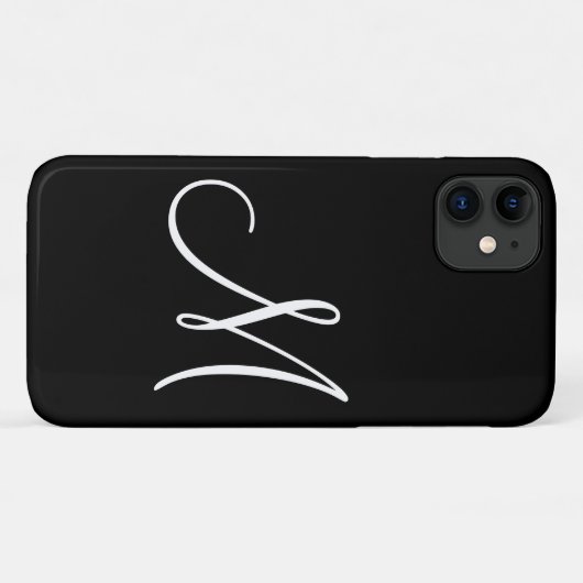 Coques Case-Mate iPhone Noir initial blanc de script chic (Dos (Horizontal))