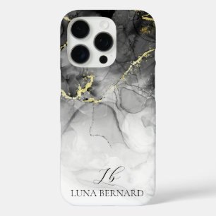 Coques iPhone 16 Pro Noir Jade Aquarelle Encre personnalisable