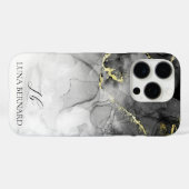 Coques Case-Mate iPhone Noir Jade Aquarelle Encre personnalisable (Verso (horizontal))