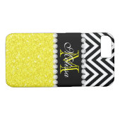 COQUES Case-Mate iPhone NOIR JAUNE CHEVRON DE PARTIES SCINTILLANTES DÉCORÉ (Dos (Horizontal))