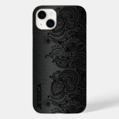 Coques Case-Mate iPhone Noir métallique avec dentelle de marguerite noire (Verso)