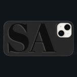 Coque Pour iPhone 14 Noir moderne initial minimal contemporain<br><div class="desc">Monogramme initial noir moderne minima design de boîtier de téléphone contemporain.</div>