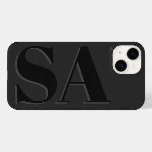 Coque Pour iPhone 14 Noir moderne initial minimal contemporain