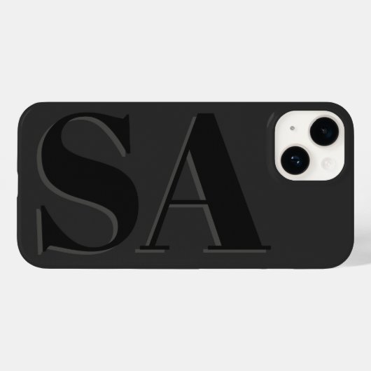 Coques Case-Mate iPhone Noir moderne initial minimal contemporain (Verso (horizontal))