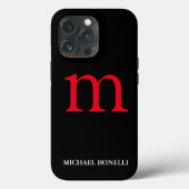 Coques Case-Mate iPhone Noir moderne rouge monogramme professionnel (Verso)